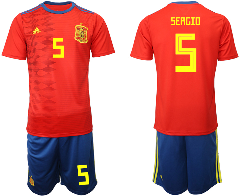2019-20 Spain 5 SERGIO Home Soccer Jersey