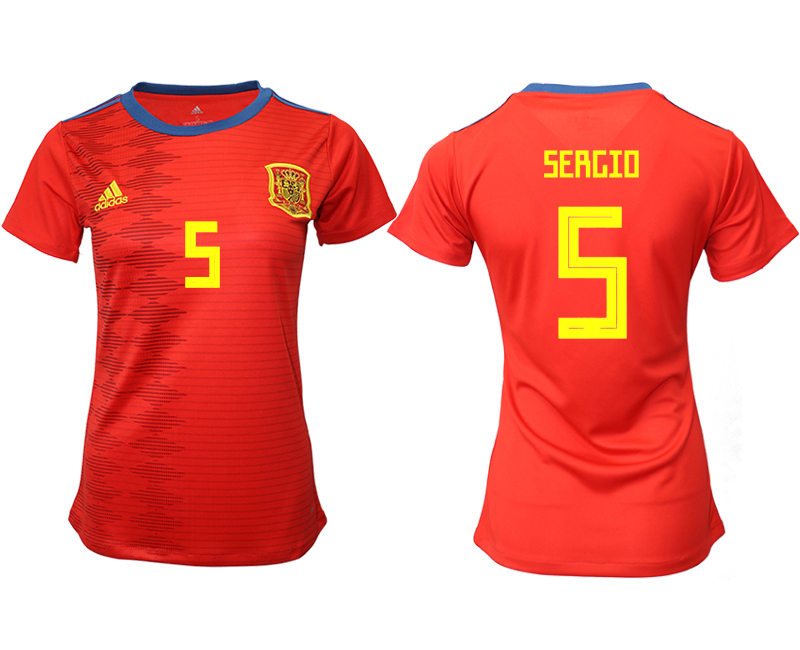 2019-20 Spain 5 SERGIO Home Women Soccer Jersey