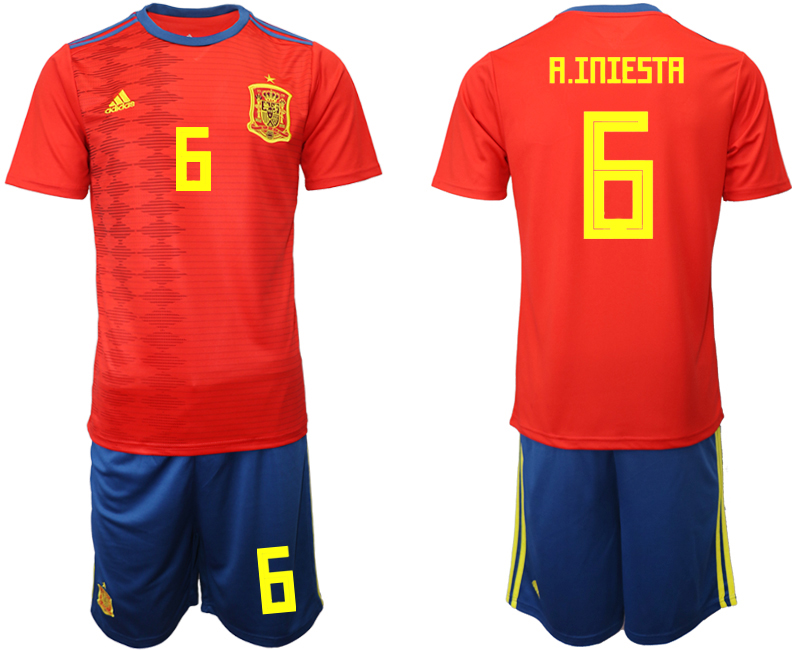 2019-20 Spain 6 A. INIESTA Home Soccer Jersey - Click Image to Close