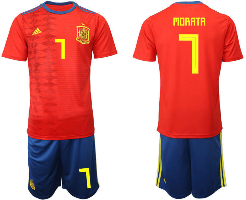2019-20 Spain 7 MORATA Home Soccer Jersey - Click Image to Close