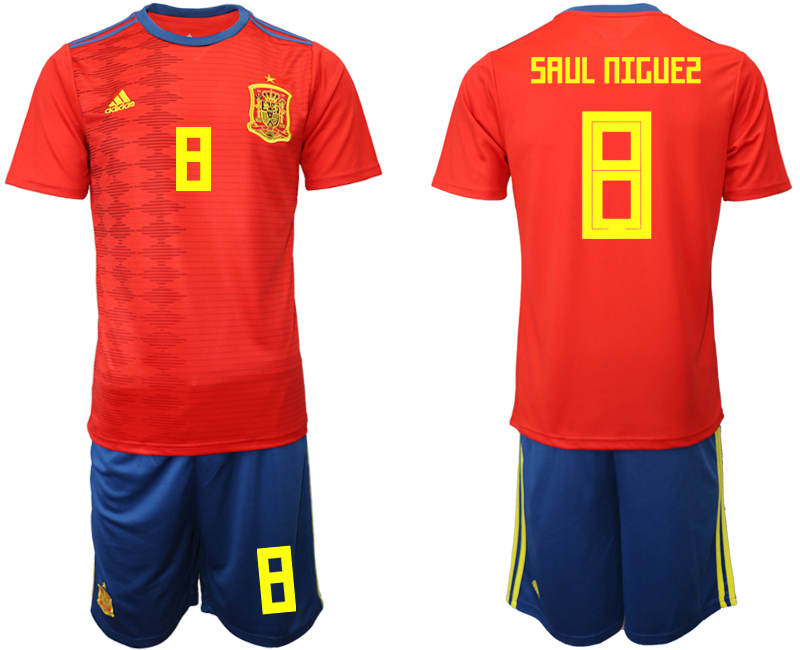 2019-20 Spain 8 SAUL NIGUES Home Soccer Jersey - Click Image to Close