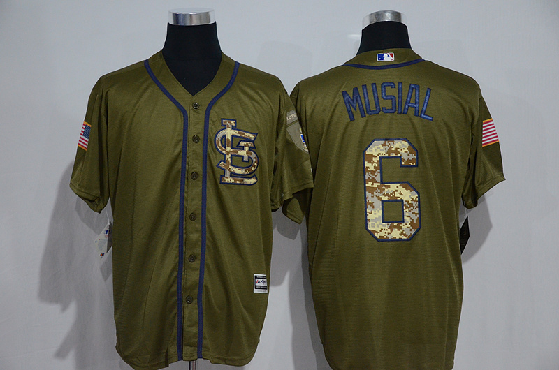 Cardinals 6 Stan Musial Olive Green New Cool Base Jersey