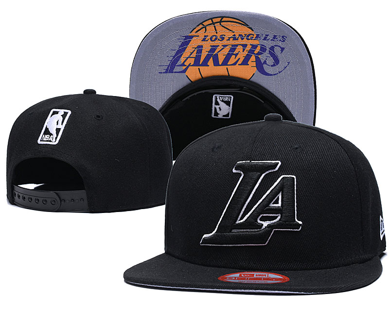 Lakers Fresh Logo Black White Adjustable Hat GS
