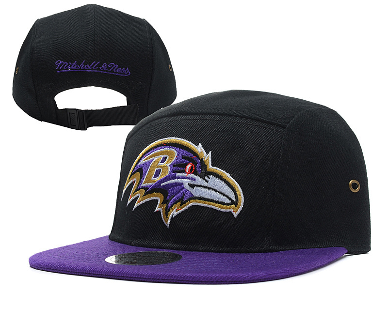 Ravens Team Logo Black Purple Mitchell & Ness Adjustable Hat YD