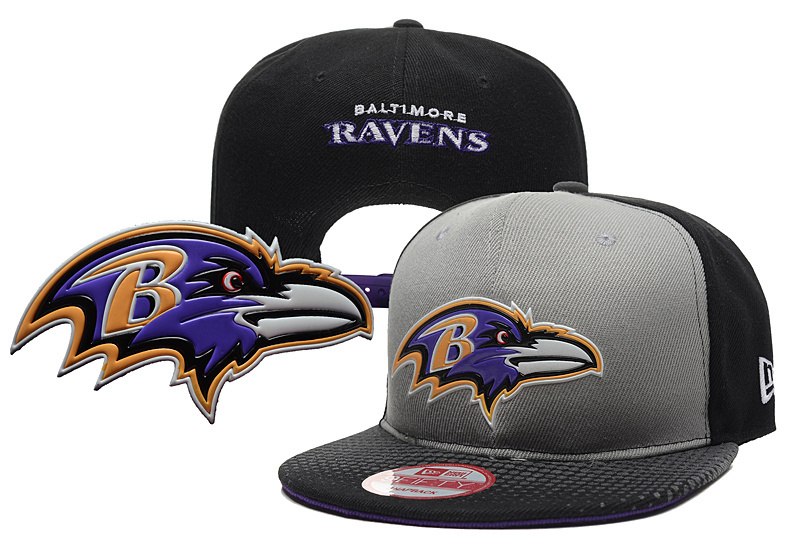 Ravens Team Logo Gray Black Adjustable Hat YD