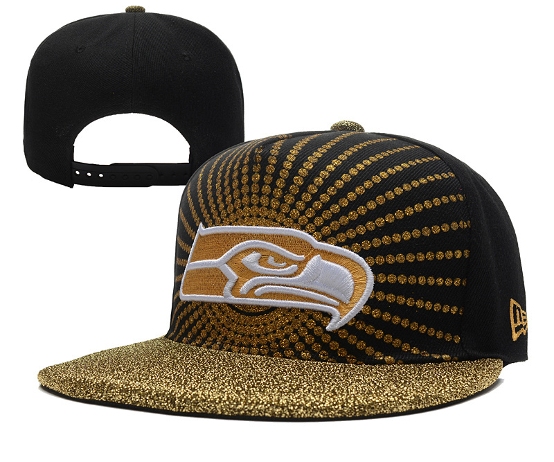 Seahawks Team Logo Black Gold Adjustable Hat YD