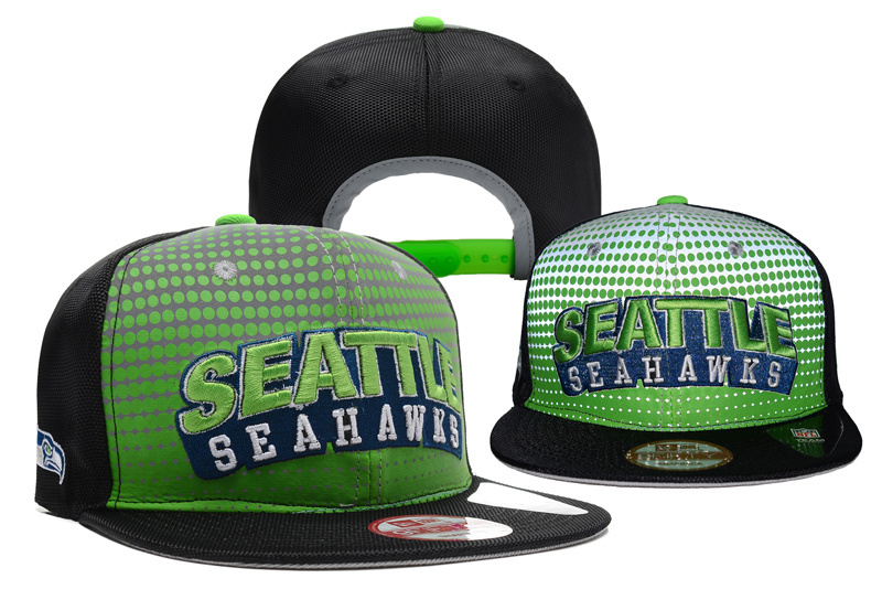 Seahawks Team Logo Green Black Adjustable Hat YD - Click Image to Close