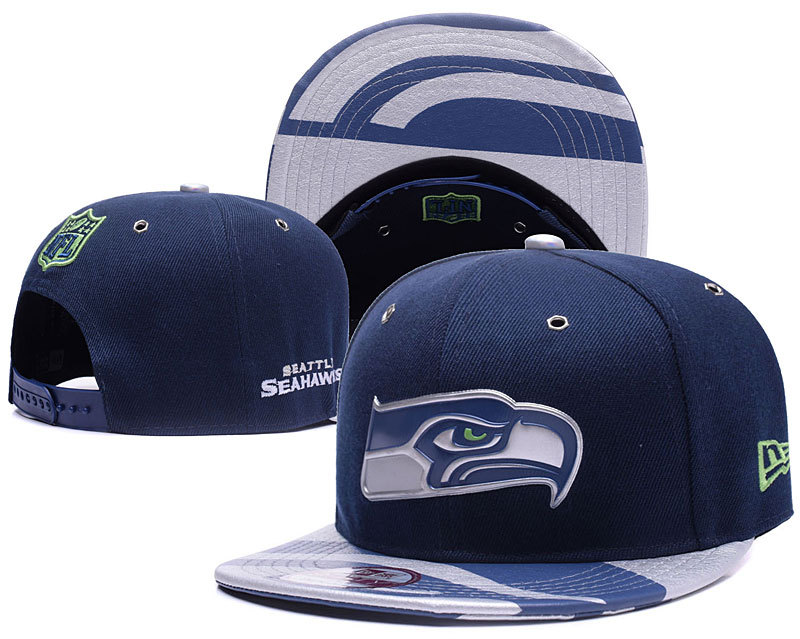 Seahawks Team Logo Navy Adjustable Hat YD - Click Image to Close