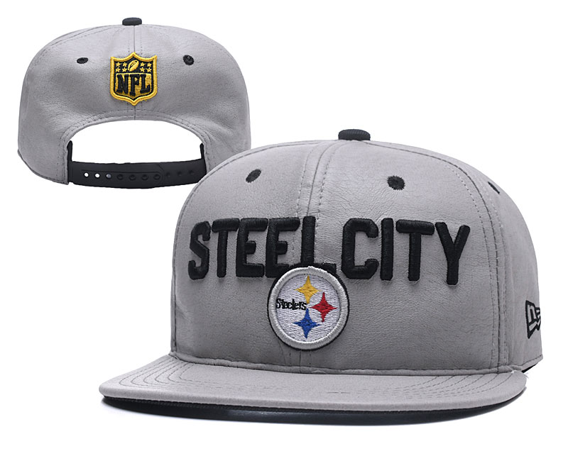 Steelers Fresh Logo Gray Adjustable Hat YD - Click Image to Close