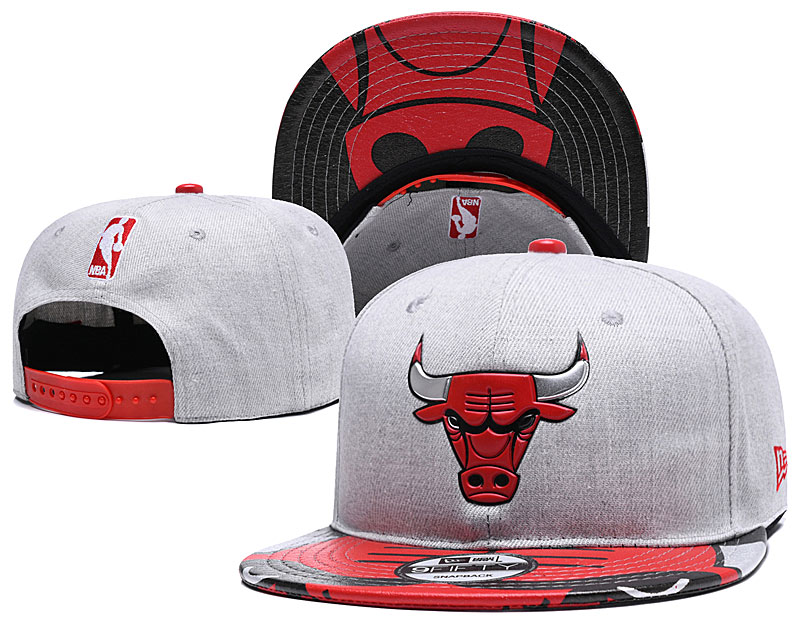 Bulls Team Logo Gray Red Adjustable Hat YD