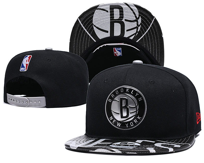 Nets Team Logo Black Adjustable Hat YD - Click Image to Close