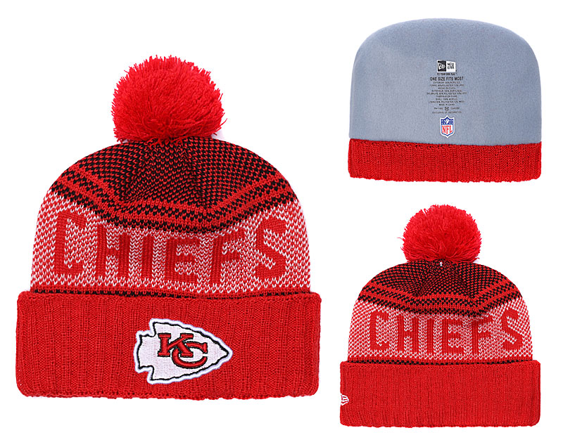 Chiefs Fresh Logo Red Pom Knit Hat YD - Click Image to Close