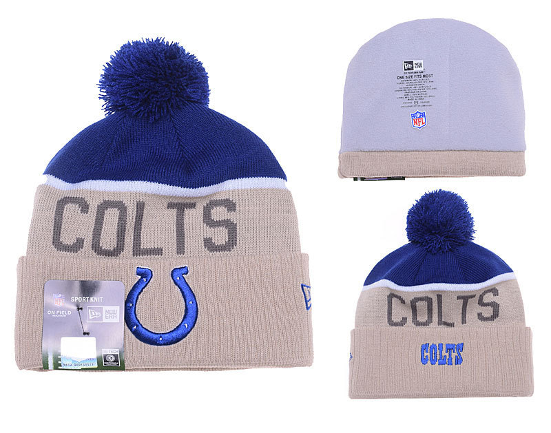 Colts Fresh Logo Gray Pom Knit Hat YD - Click Image to Close