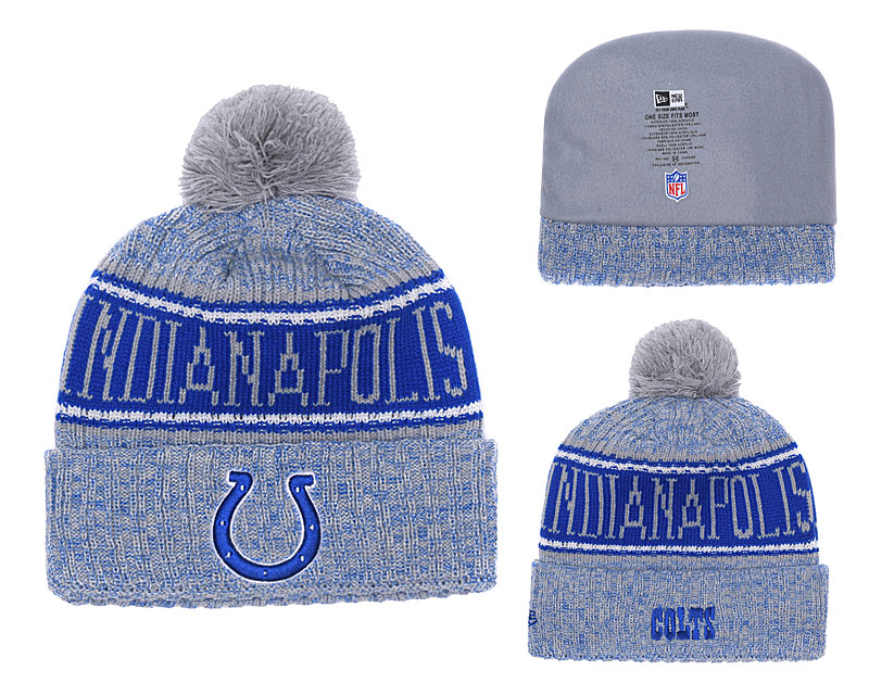 Colts Fresh Logo Gray Royal Pom Knit Hat YD