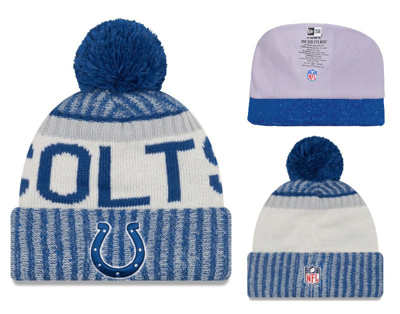 Colts Royal 2017 NFL Sideline Pom Knit Hat YD