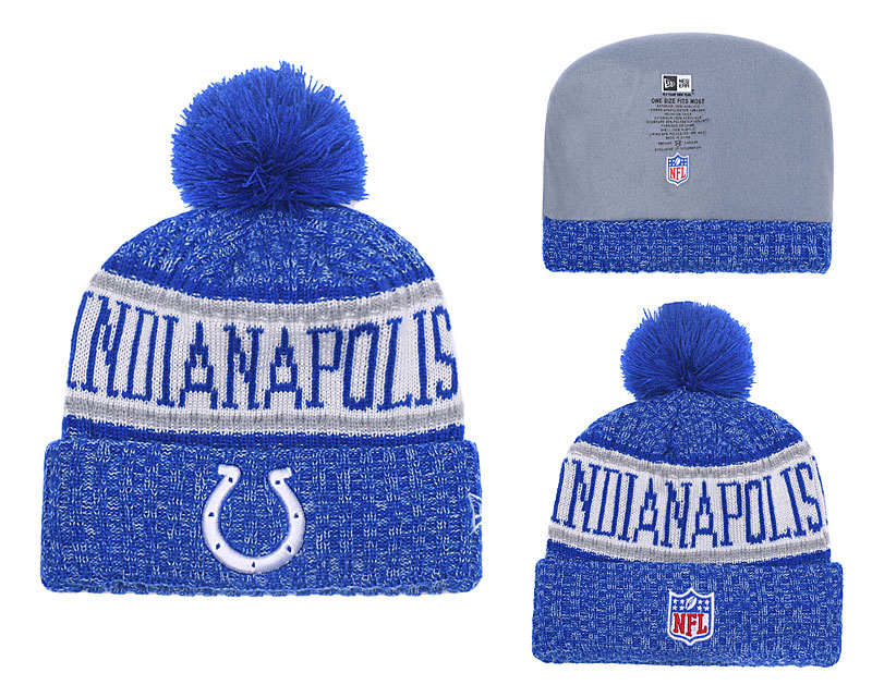 Colts Royal 2018 NFL Sideline Pom Knit Hat YD - Click Image to Close