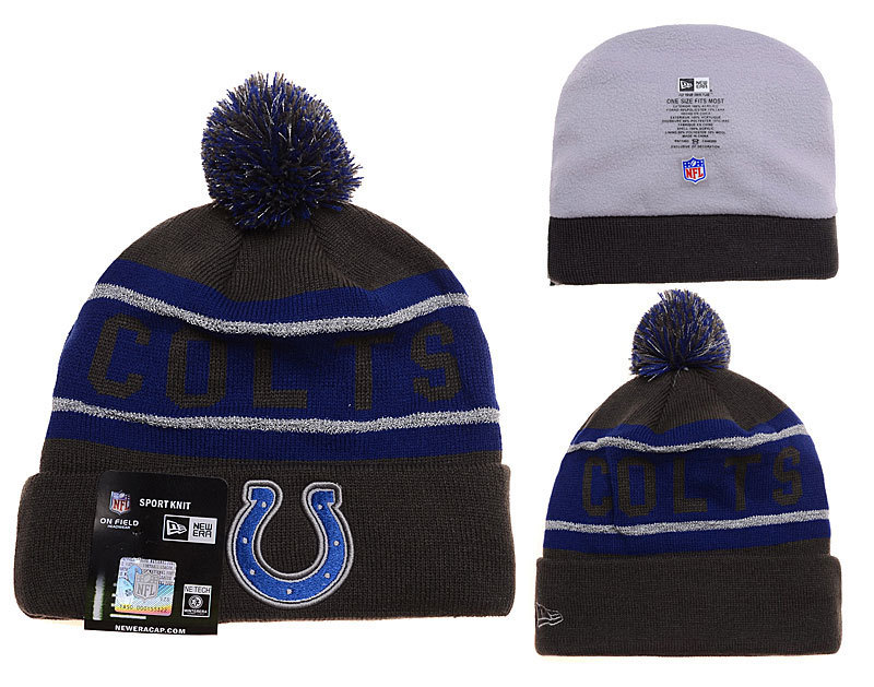 Colts Team Logo Black Pom Knit Hat YD