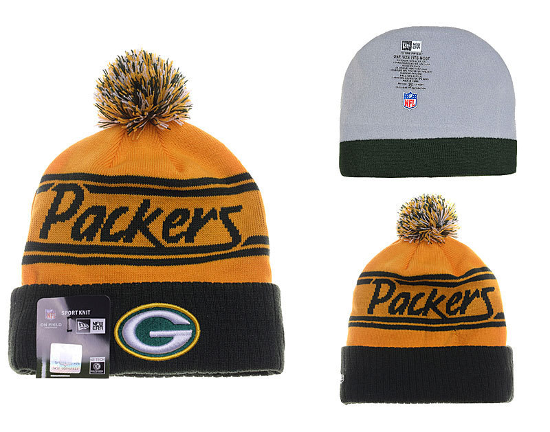 Packers Retro Yellow Pom Knit Hat YD
