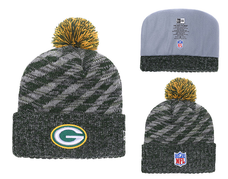 Packers Team Logo Green Stripe Cuffed Pom Knit Hat YD