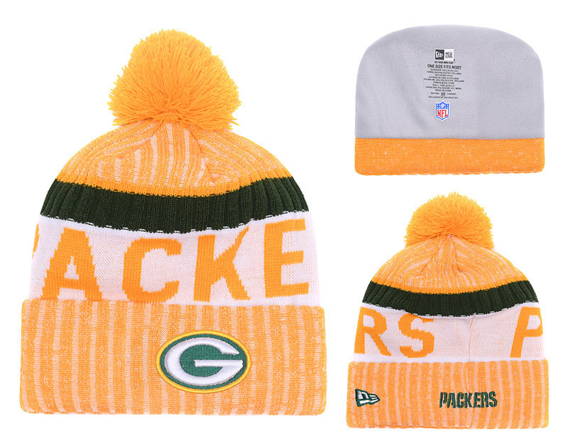 Packers Team Logo Yellow Pom Knit Hat YD
