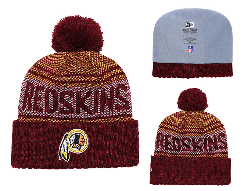 Redskins Fresh Logo Burgundy Pom Knit Hat YD