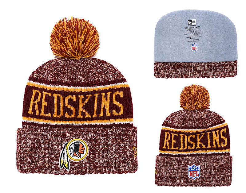 Redskins Team Logo Burgundy Fashion Pom Knit Hat YD