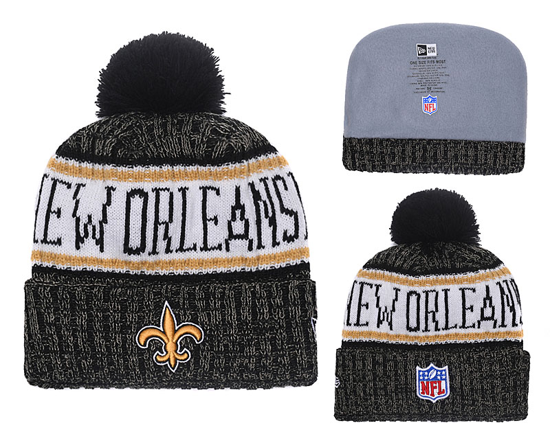 Saints 2018 NFL Sideline Graphite Knit Hat With Pom YD