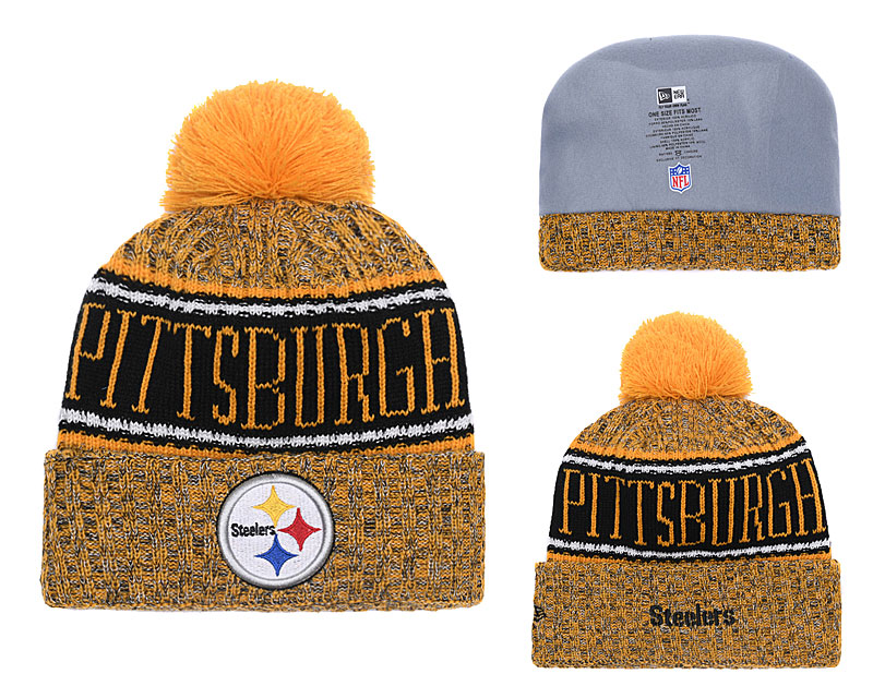 Steelers 2018 NFL Sideline Gold Pom Knit Hat YD