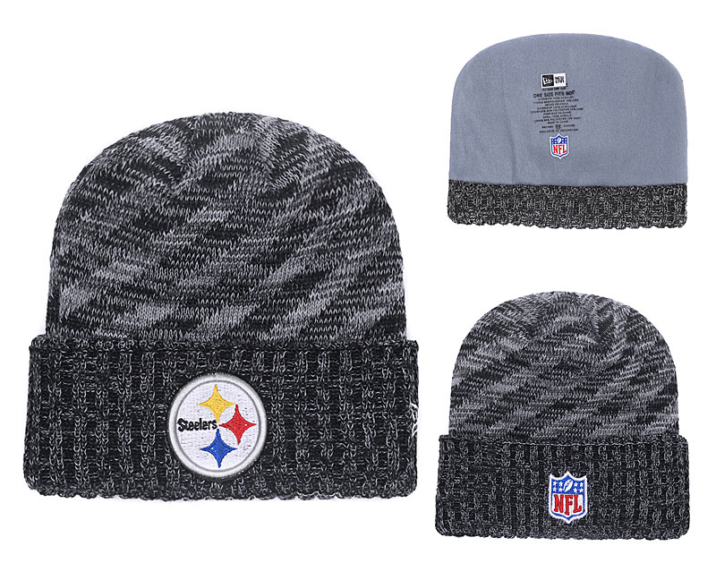 Steelers Team Logo Black Stripe Cuffed Knit Hat YD