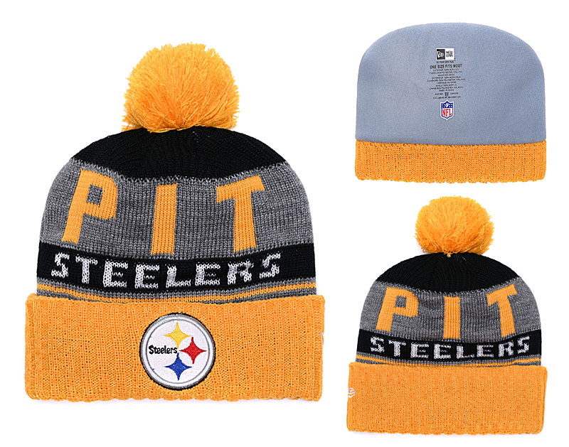 Steelers Team Logo Gold Knit Hat YD - Click Image to Close