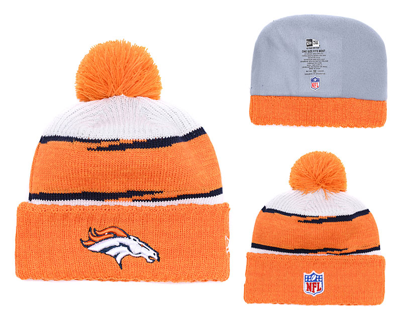 Broncos Team Logo Orange White Knit Hat YD