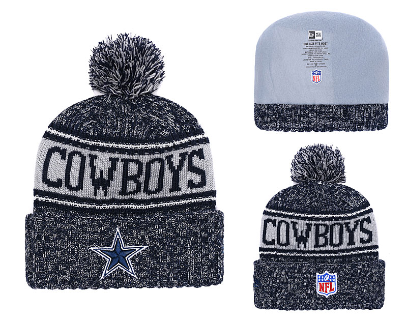 Cowboys Team Logo Black Pom Knit Hat YD