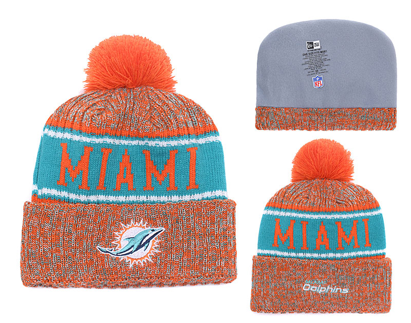 Dolphins Team Logo Orange Knit Hat YD