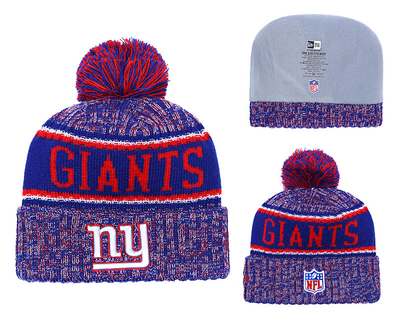 New York Giants Fresh Logo Royal Pom Knit Hat YD