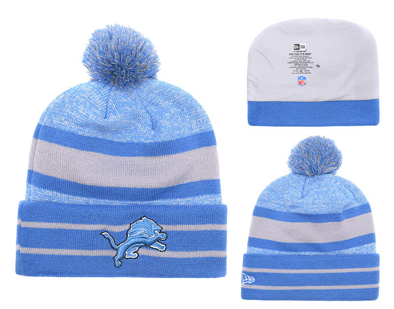 Lions Fresh Logo Blue With Pom Knit Hat YD