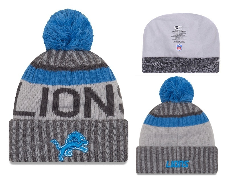 Lions Fresh Logo Gray Blue Pom Knit Hat YD