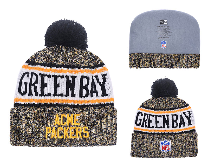 Packers Team Logo Gray Cuffed Pom Knit Hat YD