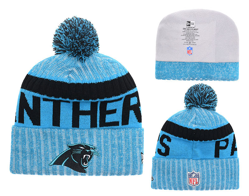 Panthers Team Logo Blue Black Stripe Cuffed Knit Hat YD