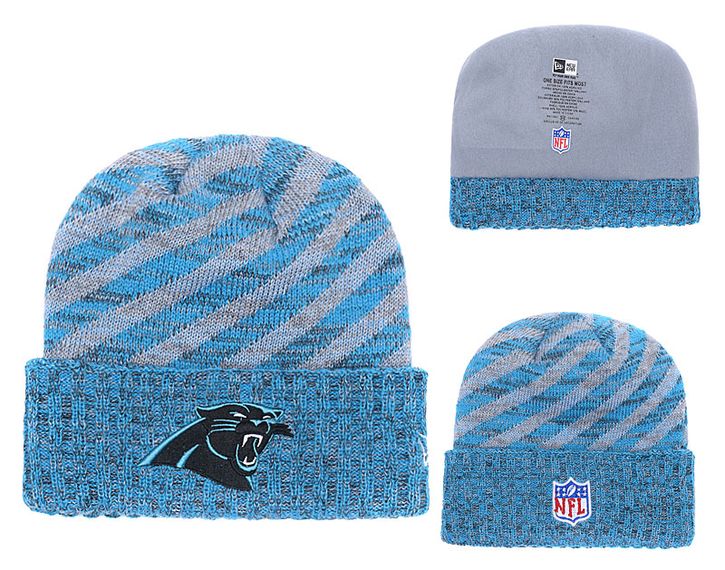 Panthers Team Logo Blue Stripe Cuffed Knit Hat YD