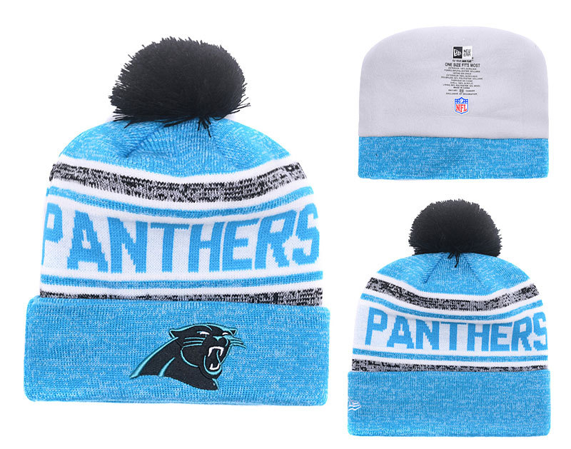 Panthers Team Logo Blue White Stripe Cuffed Knit Hat YD