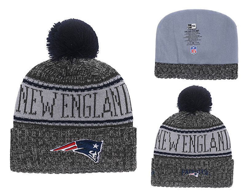 Patriots Graphite 2018 NFL Sideline Pom Knit Hat YD