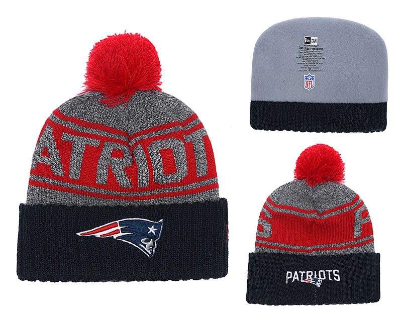 Patriots Team Logo Navy Cuffed Knit Hat With Pom YD - Click Image to Close
