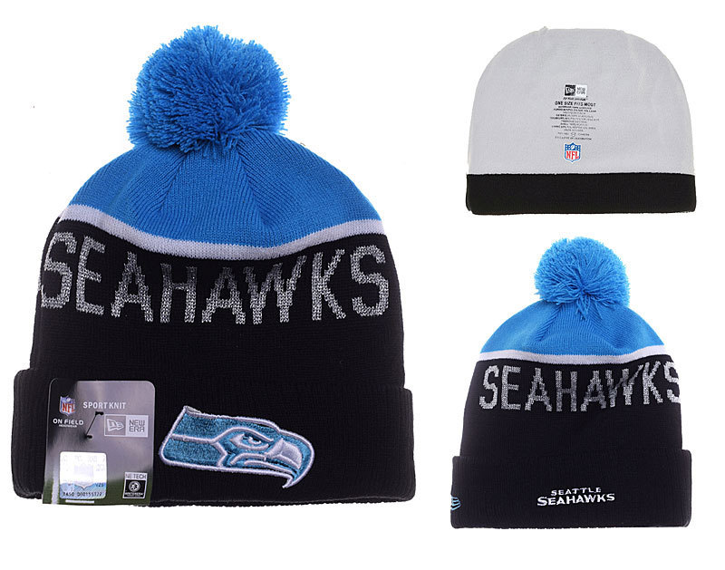 Seahawks Fresh Logo Black Navy Knit Hat YD