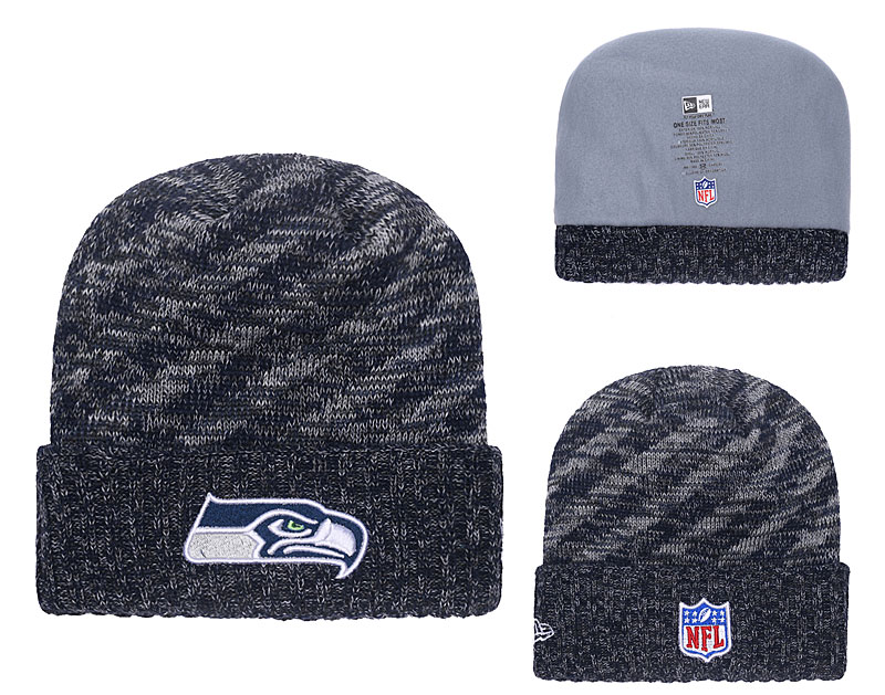 Seahawks Navy 2018 NFL Sideline Cold Weather Cuffed Knit Hat YD