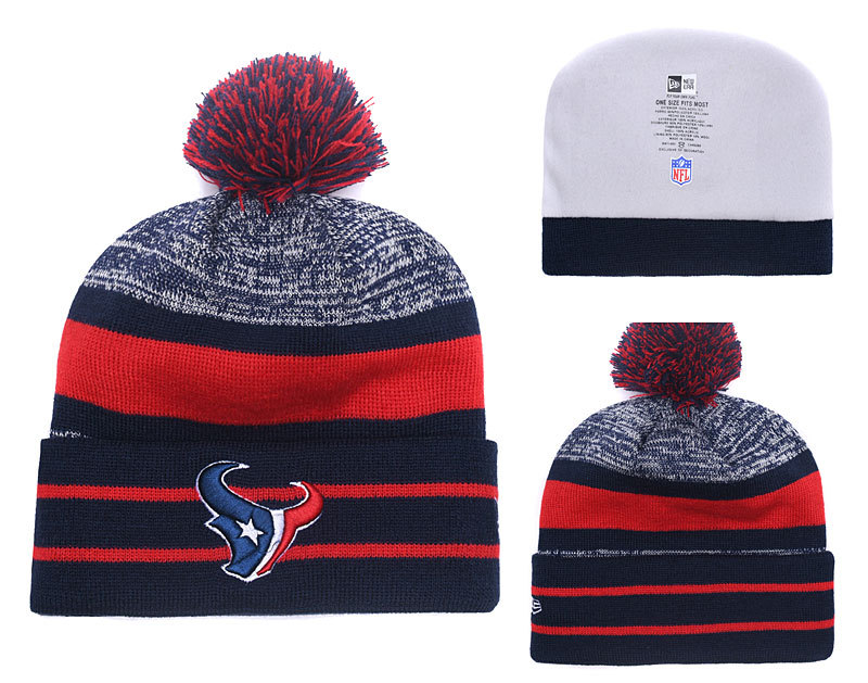 Texans Fresh Logo Red Navy With Pom Knit Hat YD