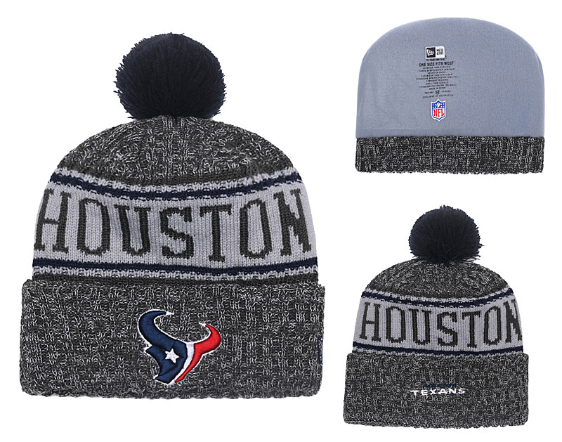 Texans Graphite 2018 NFL Sideline Pom Knit Hat YD - Click Image to Close