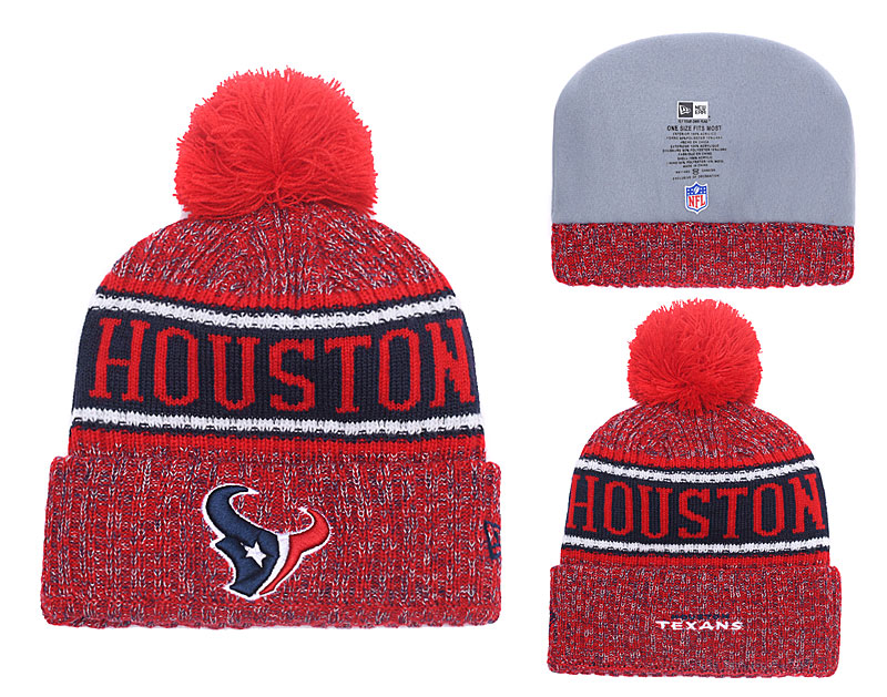 Texans Red 2018 NFL Sideline Pom Knit Hat YD