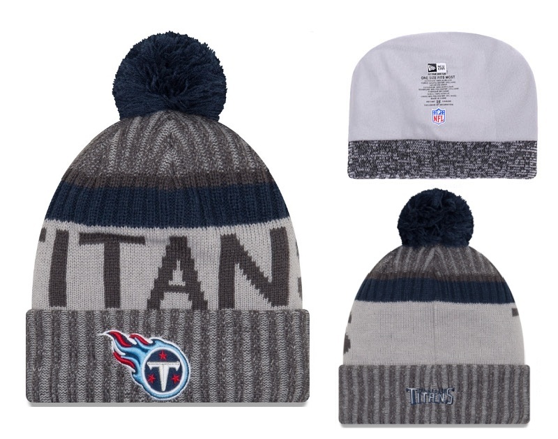 Titans Fresh Logo Black Pom Knit Hat YD