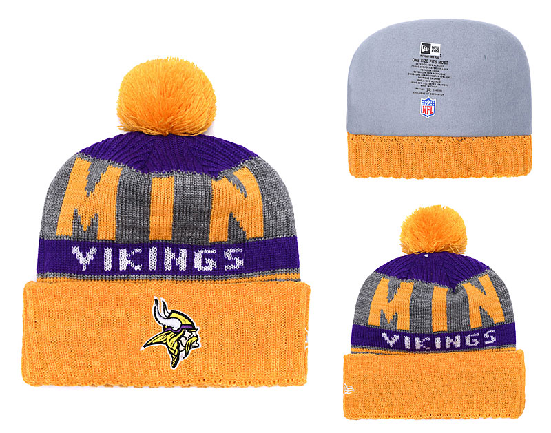 Vikings Fresh Logo Yellow Pom Knit Hat YD