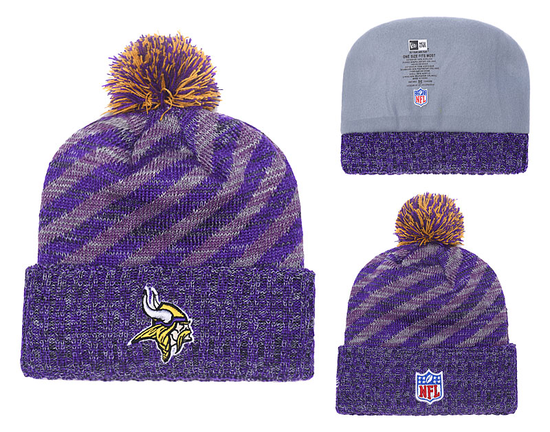 Vikings Purple 2018 NFL Sideline Cold Weather Pom Knit Hat YD